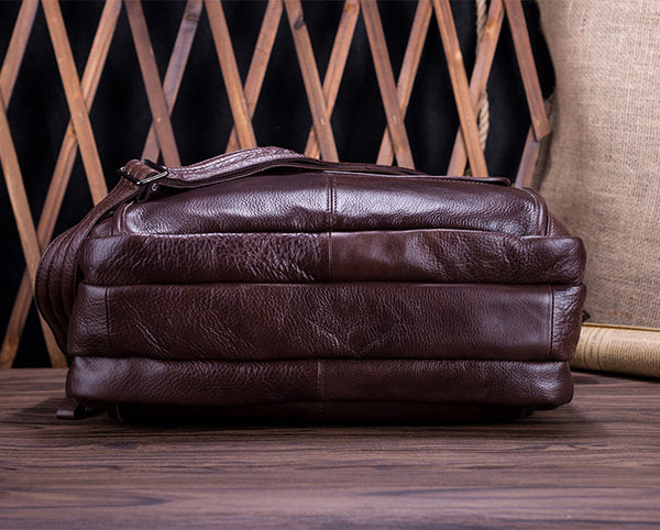 DEEPKEE original nubuck handmade full-grain genuine leather cowhide bag Deepkee Handicraft Leather Cowhide 15.6'' Briefcase Handbag #9912