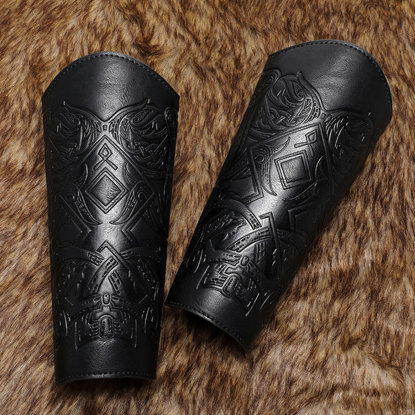 DEEPKEE original nubuck handmade full-grain genuine leather cowhide bag Nordic Viking Wristguard Medieval Renaissance COSPLAY Props Arm Guards FAS053