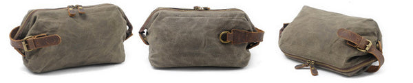DEEPKEE original nubuck handmade full-grain genuine leather cowhide bag DEEPKEE Waxed Canvas Leather Waterproof Wash Bag #9161