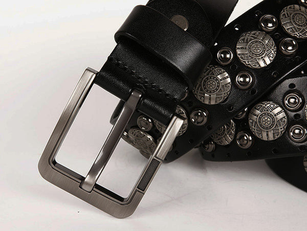 DEEPKEE original nubuck handmade full-grain genuine leather cowhide bag Navel nailhead vegetable tanned cowhide belt #211224