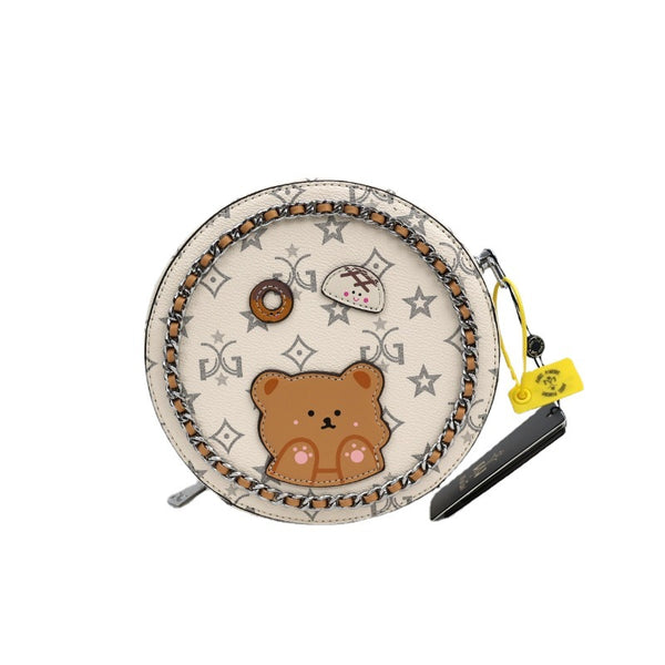 DEEPKEE original nubuck handmade full-grain genuine leather cowhide bag DEEPKEE HANDMADE LEATHER Miss Gail Luxury OOTD Round Crossbody Bag #G1144