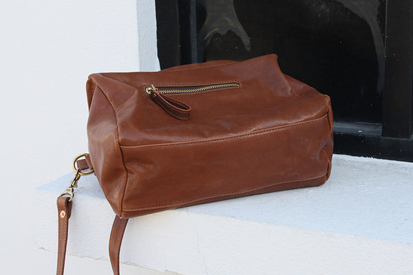 DEEPKEE original nubuck handmade full-grain genuine leather cowhide bag Crystal Vegetable Tanned Cowhide Pandora Box Biker Bag KM-23713