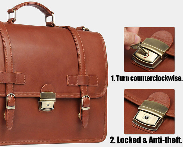 DEEPKEE original nubuck handmade full-grain genuine leather cowhide bag DEEPKEE® British style cowhide business briefcase #7397