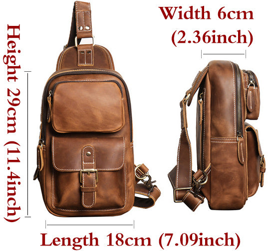 DEEPKEE original nubuck handmade full-grain genuine leather cowhide bag Advanced Sling bag No.30177