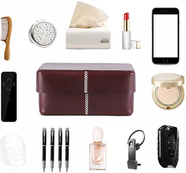 DEEPKEE original nubuck handmade full-grain genuine leather cowhide bag Jewelry Watch Leather Organizer #K067