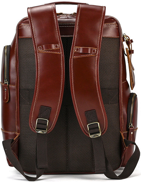 DEEPKEE original nubuck handmade full-grain genuine leather cowhide bag Dwight 18'' Cowhide Laptop Rucksack Backpack No9517