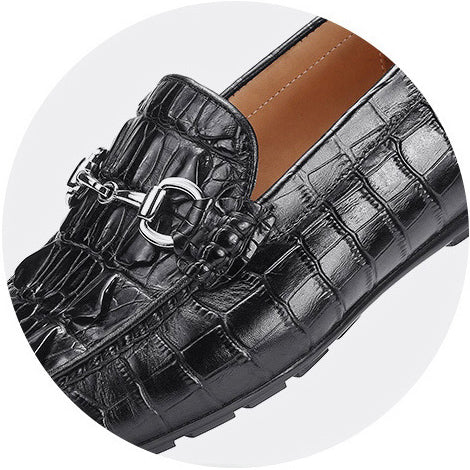 DEEPKEE original nubuck handmade full-grain genuine leather cowhide bag Handmade Crocodile Gommino Mens 6007-1