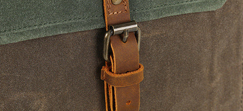 DEEPKEE original nubuck handmade full-grain genuine leather cowhide bag Deepkee Retro Travel Canvas Backpack #5191_1