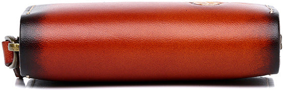 DEEPKEE original nubuck handmade full-grain genuine leather cowhide bag Deepkee Leather Feather Totem Card Holder/Wallet #0926