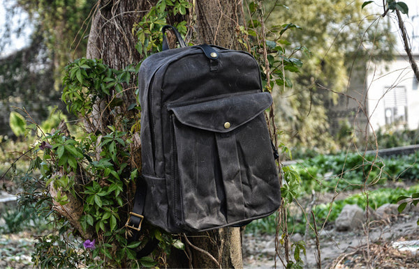 DEEPKEE original nubuck handmade full-grain genuine leather cowhide bag Outdoor canvas mountaineering backpack #5035