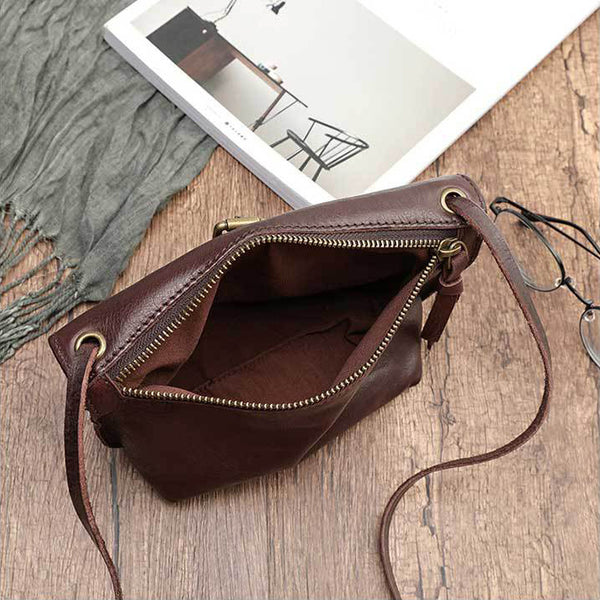 DEEPKEE original nubuck handmade full-grain genuine leather cowhide bag Handmade Leather Diagonal Bag #17053