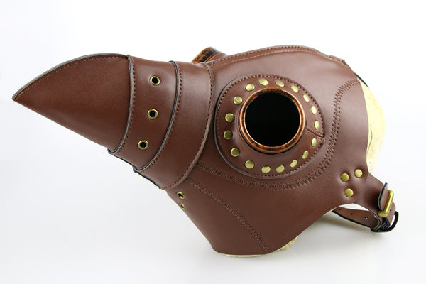 DEEPKEE original nubuck handmade full-grain genuine leather cowhide bag Steampunk Plague Doctor Bird Mask Long Nose Beak Halloween Costume #HG080
