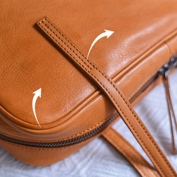 DEEPKEE original nubuck handmade full-grain genuine leather cowhide bag Original Vegetable Tanned Cowhide Niche Shoulder Armpit Bag Handbag Replica handbag. #19133