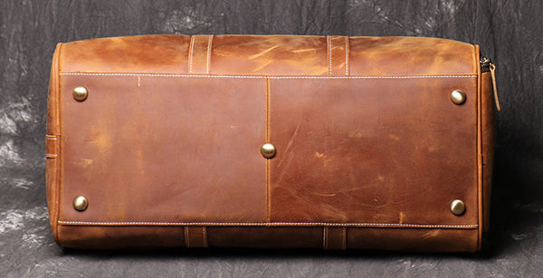 DEEPKEE original nubuck handmade full-grain genuine leather cowhide bag DEEPKEE LEATHER | The Dagny Weekender, Large Leather Duffle Bag No.30009