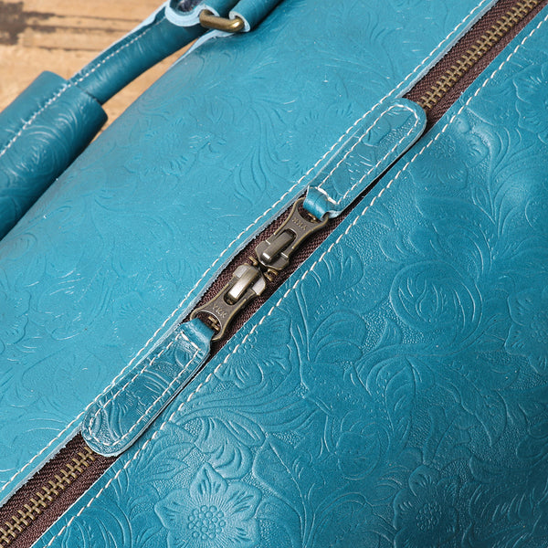 DEEPKEE original nubuck handmade full-grain genuine leather cowhide bag The Kenai Embossed Texture Luggage #30009