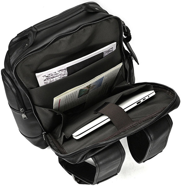 DEEPKEE original nubuck handmade full-grain genuine leather cowhide bag Dwight 18'' Cowhide Laptop Rucksack Backpack No9517