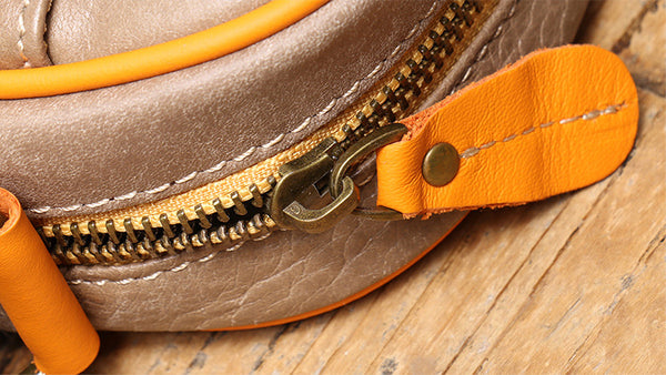 DEEPKEE original nubuck handmade full-grain genuine leather cowhide bag The Two Tone Satchel Bag #1775