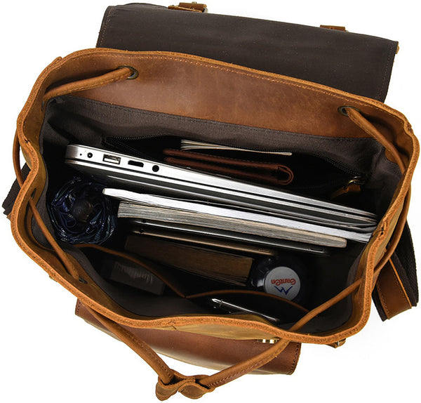 DEEPKEE original nubuck handmade full-grain genuine leather cowhide bag DEEPKEE LEATHER | The Hagen Leather Vintage Backpack G240