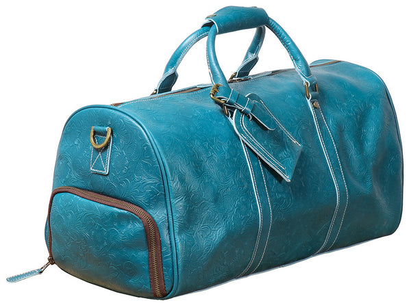 DEEPKEE original nubuck handmade full-grain genuine leather cowhide bag The Kenai Embossed Texture Luggage #30009