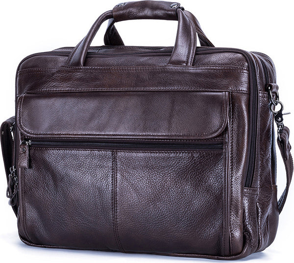 DEEPKEE original nubuck handmade full-grain genuine leather cowhide bag Deepkee Handicraft Leather Cowhide 15.6'' Briefcase Handbag #9912