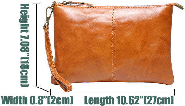 DEEPKEE original nubuck handmade full-grain genuine leather cowhide bag DEEPKEE Handmde Leather Slim Clutch Wallet Wristlet Purse #75022