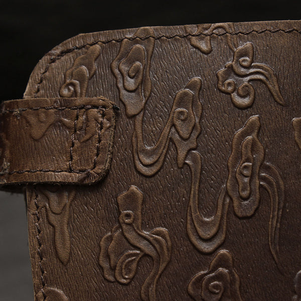 DEEPKEE original nubuck handmade full-grain genuine leather cowhide bag Deepkee Genuine Leather Bifold Wallet Organizer Checkbook Iron Chain #LD052