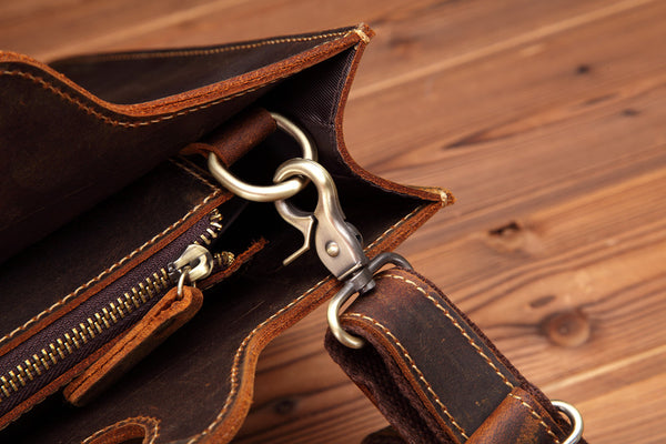 DEEPKEE original nubuck handmade full-grain genuine leather cowhide bag Slim Briefcase DEEPKEE LEATHER 2 Folio No.SF046