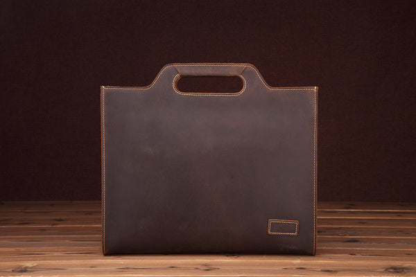 DEEPKEE original nubuck handmade full-grain genuine leather cowhide bag Slim Briefcase DEEPKEE LEATHER 2 Folio No.SF046