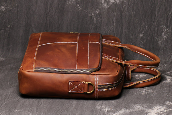 DEEPKEE original nubuck handmade full-grain genuine leather cowhide bag The Reagan Cowhide Briefcase #3359