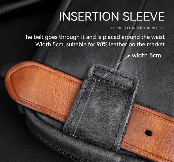 DEEPKEE original nubuck handmade full-grain genuine leather cowhide bag 2 in 1 Shoulder Bag,Genuine Leather Crossbody Waist Belt Bag No.8133