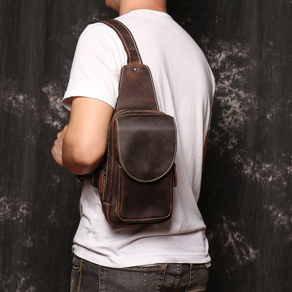 DEEPKEE original nubuck handmade full-grain genuine leather cowhide bag Bobby Leather Crossbody Bag No.J071