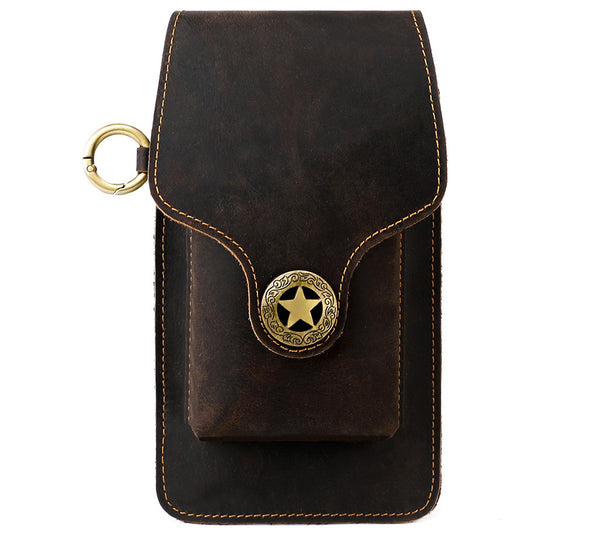 DEEPKEE original nubuck handmade full-grain genuine leather cowhide bag Waist Pack Outdoor Sports Tactical Leather Waist Pack side Cigarette Bag #6107