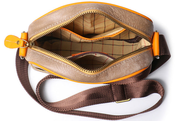 DEEPKEE original nubuck handmade full-grain genuine leather cowhide bag The Two Tone Satchel Bag #1775