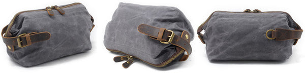 DEEPKEE original nubuck handmade full-grain genuine leather cowhide bag DEEPKEE Waxed Canvas Leather Waterproof Wash Bag #9161