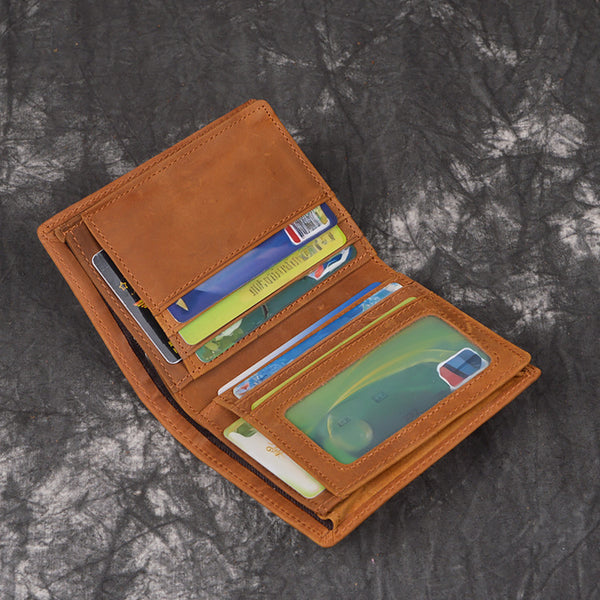 DEEPKEE original nubuck handmade full-grain genuine leather cowhide bag DEEPKEEE HANDMADE | Distressed Leather Bifold Wallet No.L197