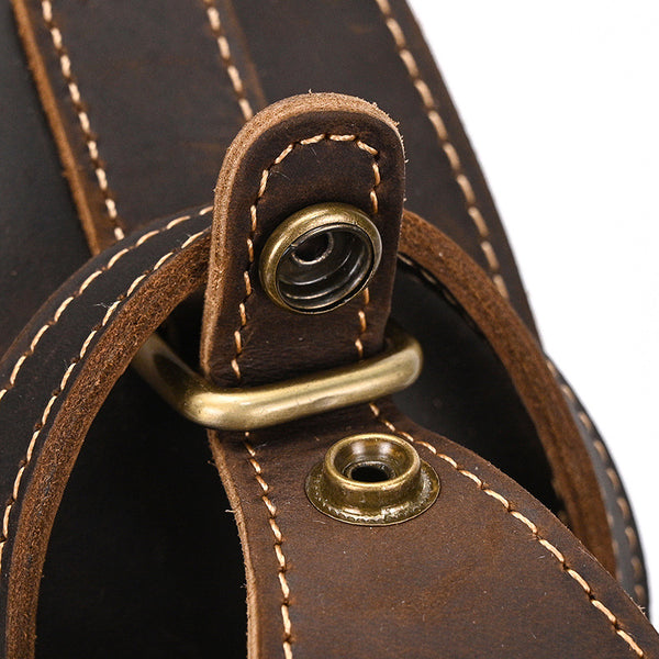 DEEPKEE original nubuck handmade full-grain genuine leather cowhide bag Leather Mens Cool Sling Bag Crossbody Bag Chest Bag for men #9456