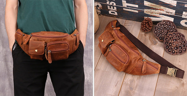 DEEPKEE original nubuck handmade full-grain genuine leather cowhide bag The Ultimate Leather Fanny Pack #6375