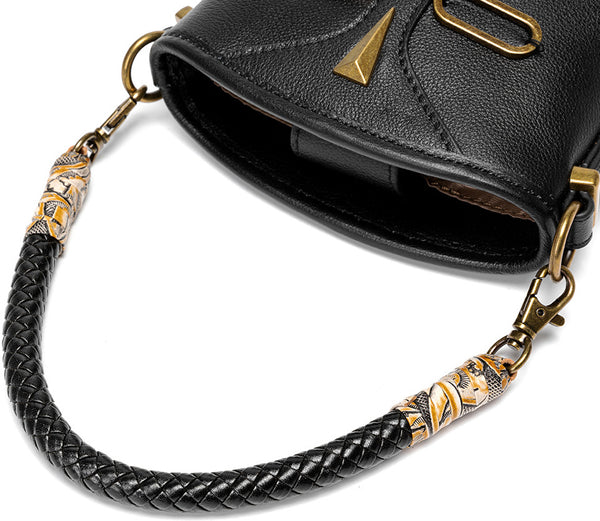 DEEPKEE original nubuck handmade full-grain genuine leather cowhide bag Steampunk Rivet Handbag #G178