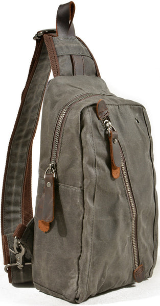 DEEPKEE original nubuck handmade full-grain genuine leather cowhide bag Deepkee Canvas Diagonal Bag #6018