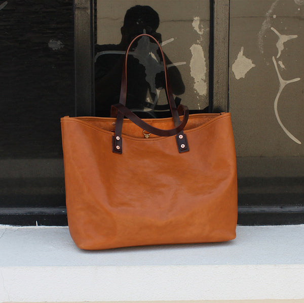 DEEPKEE original nubuck handmade full-grain genuine leather cowhide bag Vegetable Tanned Leather Cowhide Large Capacity Shopping Shoulder Bag KM-5276