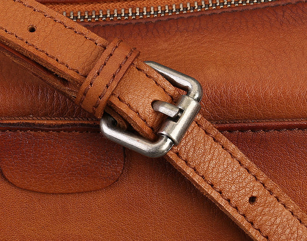 DEEPKEE original nubuck handmade full-grain genuine leather cowhide bag Unisex Leather Boston Bag No.9096