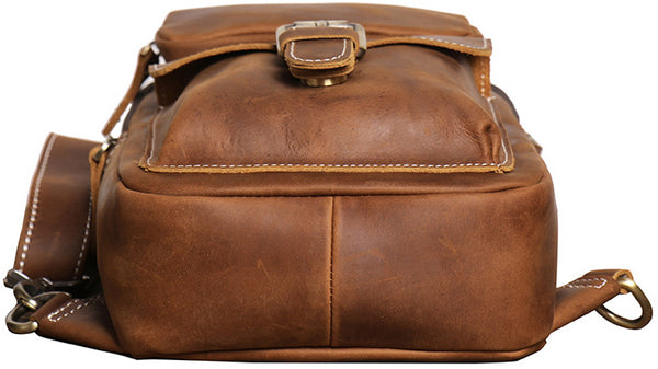 DEEPKEE original nubuck handmade full-grain genuine leather cowhide bag Advanced Sling bag No.30177