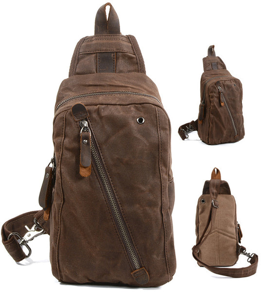 DEEPKEE original nubuck handmade full-grain genuine leather cowhide bag Deepkee Canvas Diagonal Bag #6018