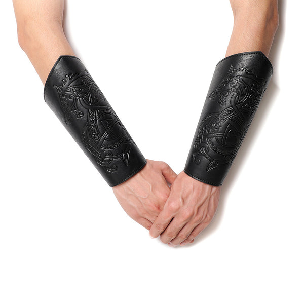 DEEPKEE original nubuck handmade full-grain genuine leather cowhide bag DEEPKEE Embossed Wristguard Knight's Wristguard Armband  FAS051