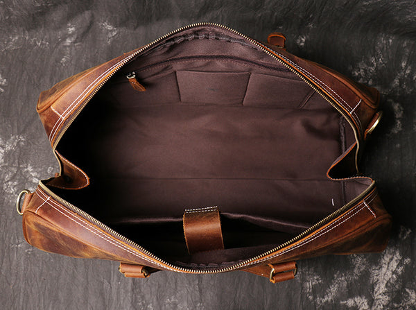 DEEPKEE original nubuck handmade full-grain genuine leather cowhide bag DEEPKEE LEATHER | The Lincoln Travel Bag No.30075