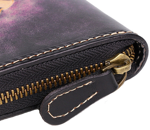 DEEPKEE original nubuck handmade full-grain genuine leather cowhide bag Tooled Ganesha Elephant God Handmade Leather Wallets #201123