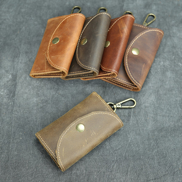 DEEPKEE original nubuck handmade full-grain genuine leather cowhide bag Deepkee handmade Leather Key Holder Case - with 6 Hooks for Keys #457Y1