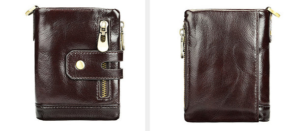 DEEPKEE original nubuck handmade full-grain genuine leather cowhide bag DEEPKEE Leather Bifold Chain Wallet 7515