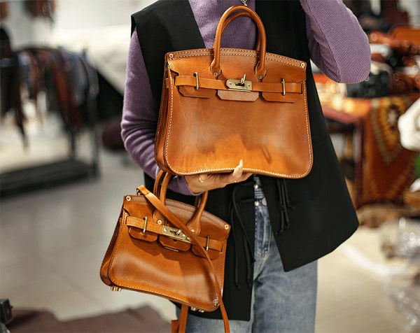 DEEPKEE original nubuck handmade full-grain genuine leather cowhide bag DEEPKEE LEATHER Replica Birkin Inspired Bags Shoulder Bags M220411