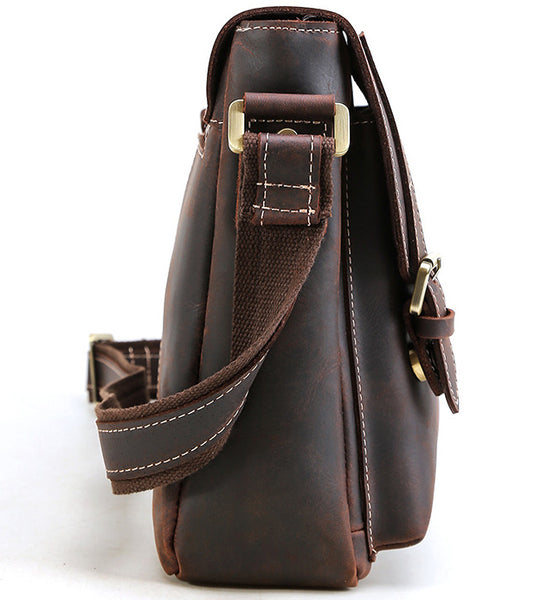 DEEPKEE original nubuck handmade full-grain genuine leather cowhide bag DEEPKEE Leather Side Bag 10 inches Messenger Bag P2112FS